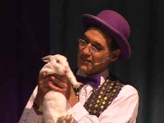 Magician Jersey Jim and Rocky the talking rabbit