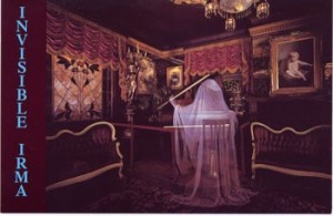 Irma the Ghost playing the piano at the magic castle where jersey jim peforms